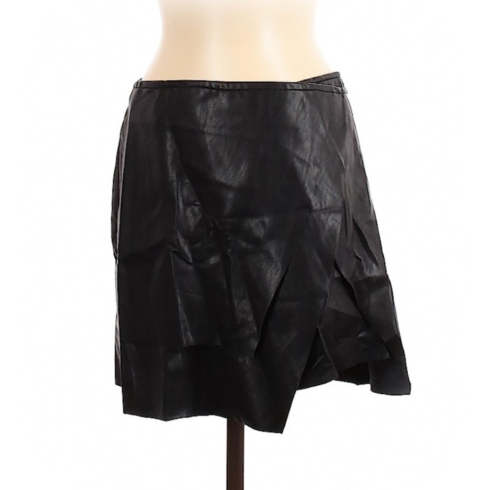 Seek the Label Black Faux Leather Mini Skirt Tie Waist Goth – Size S - Picture 9 of 9
